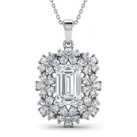 D'Joy Moissanite 5.30 ctw Pendant Necklace in Rhodium Over Sterling Silver (20 Inches)