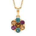 D'Joy Premium Multi Tourmaline 1.60 ctw Color Blossom Pendant Necklace in 18K Vermeil Yellow Gold Over Sterling Silver 20 Inches  (Del. In 8-10 Days) - Sticky add to cart bar