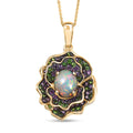 D'Joy Premium Ethiopian Welo Opal and Multi Gemstone 3.20 ctw Prism Blossom Pendant Necklace in 18K Vermeil Yellow Gold Over Sterling Silver 20 Inches - Sticky add to cart bar
