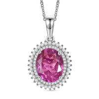 EverTrue African Lilac Quartz (Triplet) and White Zircon 4.70 ctw Bloom Glow Pendant in Platinum Bond with Stainless Steel Necklace 20 Inches