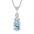 D'Joy Premium Mangoro Aquamarine and Moissanite 0.85 ctw The Blue Signature Pendant Necklace in Rhodium Over Sterling Silver 20 Inches  (Del. In 8-10 Days) - Sticky add to cart bar