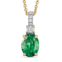 Mother's Day Doorbuster Deal Certified & Appraised Luxoro 10K Yellow Gold AAA Kagem Zambian Emerald, Diamond (I2) Pendant Necklace (20 Inches) 1.35 ctw