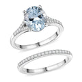 D'Joy Premium Mangoro Santo Aquamarine, Moissanite Set of 2 Ring (Size 7.00) in Rhodium Over Sterling Silver 2.65 ctw - Sticky add to cart bar