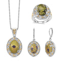 EverTrue Tasmanian Stichtite Earrings, Ring (Size 6.0) and Pendant in 18K YG Plated and Platinum Bond with Stainless Steel Necklace (20 Inches) 32.00 ctw - Sticky add to cart bar