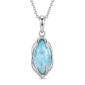 D'Joy AAA Larimar 3.40 ctw Pendant Necklace in Rhodium Over Sterling Silver 20 Inches - Sticky add to cart bar