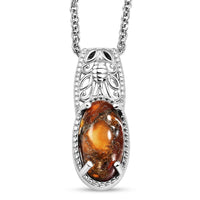 Jalisco Fire Opal 3.30 ctw Pendant in Platinum Bond with Stainless Steel Necklace (20 Inches)