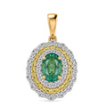 Certified & Appraised AAA Gemfields Zambian Emerald and Luxuriant Lab Grown Yellow and White Diamond SI 1.50 ctw Pendant Necklace in 10K Yellow Gold (20 Inches) - Sticky add to cart bar