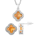 2 Piece Set - Yellow and White Austrain Crystal Pendant Necklace Earrings and Pendant Necklace (16-18 Inches) in Stainless Steel - Sticky add to cart bar