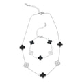 2 Piece Set - Black Onyx Clover Bracelet (7.00- 9.00In) and Necklace (16-18 Inches) in Stainless Steel 18.00 ctw - Sticky add to cart bar