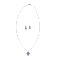 2 Piece Set - Purple Austrian Crystal Solitaire Earrings and Pendant Necklace (18 Inches) in Stainless Steel
