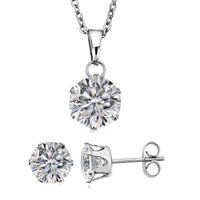 2 Piece Set - Purple Austrian Crystal Solitaire Earrings and Pendant Necklace (18 Inches) in Stainless Steel