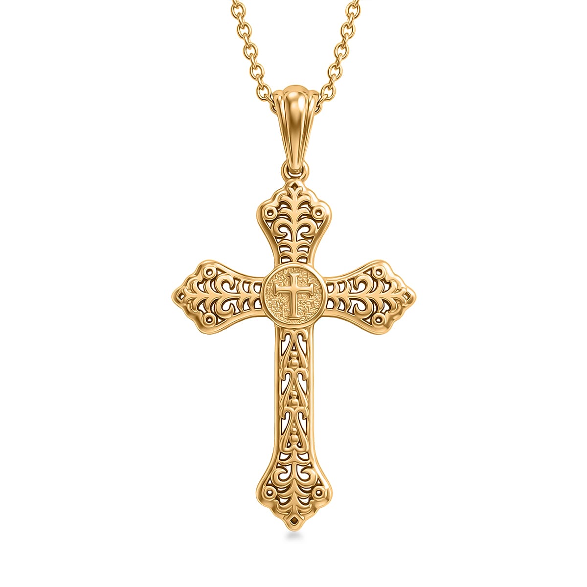 EverTrue Bronzella Collection Pendant in 18K Yellow Gold Plated Bronze with ION Plated Yellow Gold Stainless Steel Necklace 20 Inches