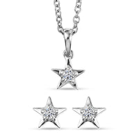 Luxuriant Lab Grown Diamond (G-H, SI) Earrings and Pendant Necklace (20 Inches) in 18K Vermeil YG Over Sterling Silver 0.20 ctw