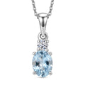 Santa Maria Aquamarine and Luxuriant Lab Grown Diamond G-H SI 1.30 ctw Timeless Ocean Pendant Necklace in Rhodium Over Sterling Silver 20 Inches - Sticky add to cart bar