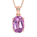 Premium Patroke Kunzite and Luxuriant Lab Grown Diamond G-H SI 7.70 ctw Eternal Blush Pendant Necklace in 18K Vermeil Rose Gold Over Sterling Silver 20 Inches - Sticky add to cart bar