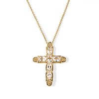 EverTrue White Topaz 2.90 ctw Cross Pendant in 18K YG Plated with ION Plated YG Stainless Steel (20 Inches)