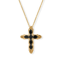 EverTrue Thai Black Spinel Pendant Necklace (20 Inches) in 18K YG Plated Stainless Steel 3.80 ctw