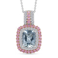 D'Joy Premium Mangoro Santo Aquamarine, Multi Gemstone The Coronation Pendant Necklace (20 Inches) in Rhodium Over Sterling Silver 2.90 ctw - Sticky add to cart bar