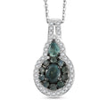 D'Joy Premium Narsipatnam Alexandrite and Moissanite 1.00 ctw Floral Pendant Necklace in Rhodium Over Sterling Silver 20 Inches - Sticky add to cart bar
