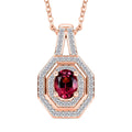 D'Joy Premium Ouro Fino Rubellite and Moissanite 0.65 ctw Passion Halo Pendant Necklace in 18K Vermeil Rose Gold Over Sterling Silver 20 Inches - Sticky add to cart bar