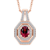 D'Joy Premium Ouro Fino Rubellite and Moissanite 0.65 ctw Passion Halo Pendant Necklace in 18K Vermeil Rose Gold Over Sterling Silver 20 Inches
