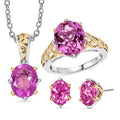 Evertrue African Lilac Quartz Earrings, Ring (Size 5.0) and Pendant in 18K YG Plated and Platinum Bond with Stainless Steel Necklace (20 Inches) 11.10 ctw - Sticky add to cart bar