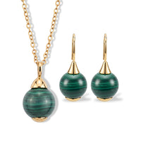 2 Piece Set - Mangoro Aquamarine 16.10 ctw Necklace 18-20 Inches and Earrings in ION Plated YG Stainless Steel