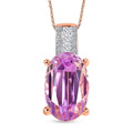 Patroke Kunzite and Luxuriant Lab Grown Diamond G-H SI 10.60 ctw Timeless Rose Radiance Pendant Necklace in 10K Rose Gold 4.50 Grams 20 Inches - Sticky add to cart bar