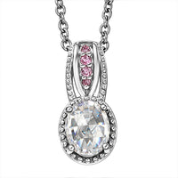 EverTrue Simulated White and Pink Diamond Pendant in Platinum Bond with Stainless Steel Necklace (20 Inches) 2.20 ctw