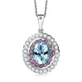 D'Joy Premium Mangoro Aquamarin and Multi Gemstone 3.25 ctw Pendant Necklace in Rhodium Over Sterling Silver (20 Inches) (Del. in 10-15 Days) - Sticky add to cart bar
