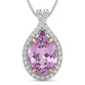 D'Joy AAAA Patroke Kunzite and Multi Gemstone 2.70 ctw Blush Infinity Crown Pendant Necklace in Rhodium Over Sterling Silver 20 Inches - Sticky add to cart bar