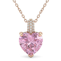D'Joy AAAA Patroke Kunzite and Moissanite 5.25 ctw Blush of Love Pendant Necklace in 18K Vermeil Rose Gold Over Sterling Silver 20 Inches