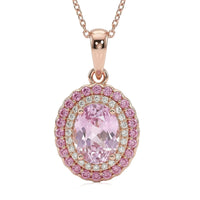 D'Joy AAAA Patroke Kunzite and Multi Gemstone 3.25 ctw Floral Radiance Pendant Necklace in 18K Vermeil Rose Gold Over Sterling Silver 20 Inches