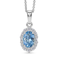 Certified & Appraised Luxoro Santa Maria Aquamarine and Diamond I2 1.30 ctw Pendant Necklace in 10K White Gold (20 Inches) (Del. In 7-10 Days)