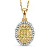 D'Joy Natural Yellow and White Diamond I3 0.50 ctw Sunburst Halo Pendant Necklace in 18K Vermeil Yellow Gold Over Sterling Silver 20 Inches