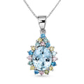 AAA Mangoro Aquamarine and Luxuriant Lab Grown Multi Diamond IR SI Pendant Necklace in Rhodium Over Sterling Silver 20 Inches - Sticky add to cart bar