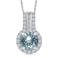 Certified & Appraised D'Joy Premium Mangoro Aquamarine, Moissanite Pendant Necklace (20 Inch) in Rhodium Over Sterling Silver - Sticky add to cart bar