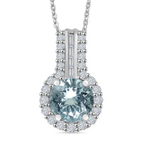 Certified & Appraised D'Joy Premium Mangoro Aquamarine, Moissanite Pendant Necklace (20 Inch) in Rhodium Over Sterling Silver