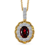 AAA Ouro Fino Rubellite and Luxuriant Lab Grown Yellow and White Diamond (IR) (SI) 2.34 ctw Pendant Necklace in 10K Yellow Gold 20 Inches