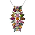 D'Joy Multi-Tourmaline 2.50 ctw Rainbow Blossom Pendant Necklace in Rhodium Over Sterling Silver 20 Inches (Del. In 8-10 Days) - Sticky add to cart bar