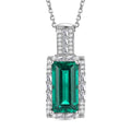 D'Joy Lab Grown Colombian Emerald and Moissanite 3.20 ctw Royal Garden Path Pendant Necklace in Rhodium Over Sterling Silver 20 Inches - Sticky add to cart bar