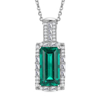 D'Joy Lab Grown Colombian Emerald and Moissanite 3.20 ctw Royal Garden Path Pendant Necklace in Rhodium Over Sterling Silver 20 Inches