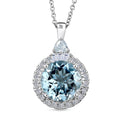Certified & Appraised Luxuriant 10K White Gold AAA Mangoro Aquamarine, Lab Grown Diamond (GH, SI) Pendant Necklace (20 Inch) 2.67 ctw - Sticky add to cart bar