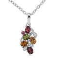 D'Joy Premium Multi-Tourmaline and White Zircon 1.00 ctw Pendant Necklace in Rhodium Over Sterling Silver 20 Inches - Sticky add to cart bar