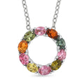D'Joy Premium Multi-Tourmaline 1.75 ctw Circle of Life Pendant Necklace in Rhodium Over Sterling Silver 20 Inches - Sticky add to cart bar