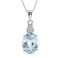 Luxoro AAA Mangoro Aquamarine and Diamond G-H I2 3.30 ctw The Blue Throne Pendant Necklace in 10K White Gold (20 Inches) - Sticky add to cart bar