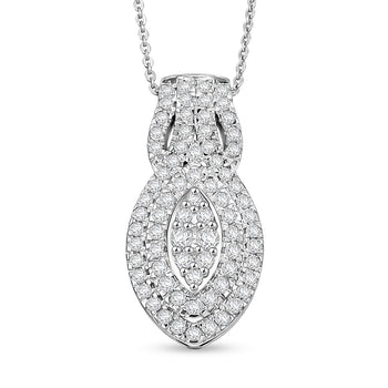 D'Joy Diamond Pendant Necklace (20 Inches) in Rhodium Over Sterling Silver 1.00 ctw - Product card gallery slide 1 (10176712835385)