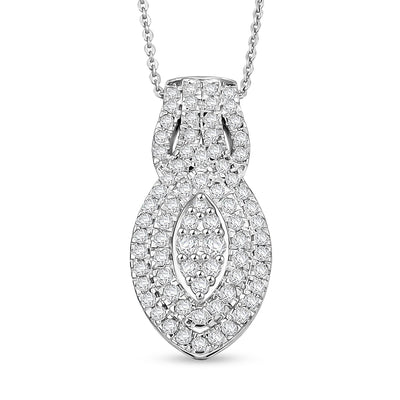 D'Joy Diamond Pendant Necklace (20 Inches) in Rhodium Over Sterling Silver 1.00 ctw - Product card gallery slide 1 (10176712835385)