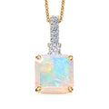 Certified & Appraised AAA Ethiopian Welo Opal and Luxuriant Lab Grown Diamond G-H SI 3.00 ctw Pendant Necklace in 10K Yellow Gold (20 Inches) - Sticky add to cart bar