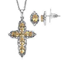 EverTrue African Amethyst Earrings and Pendant Necklace (20 Inches) in Stainless Steel 3.85 ctw